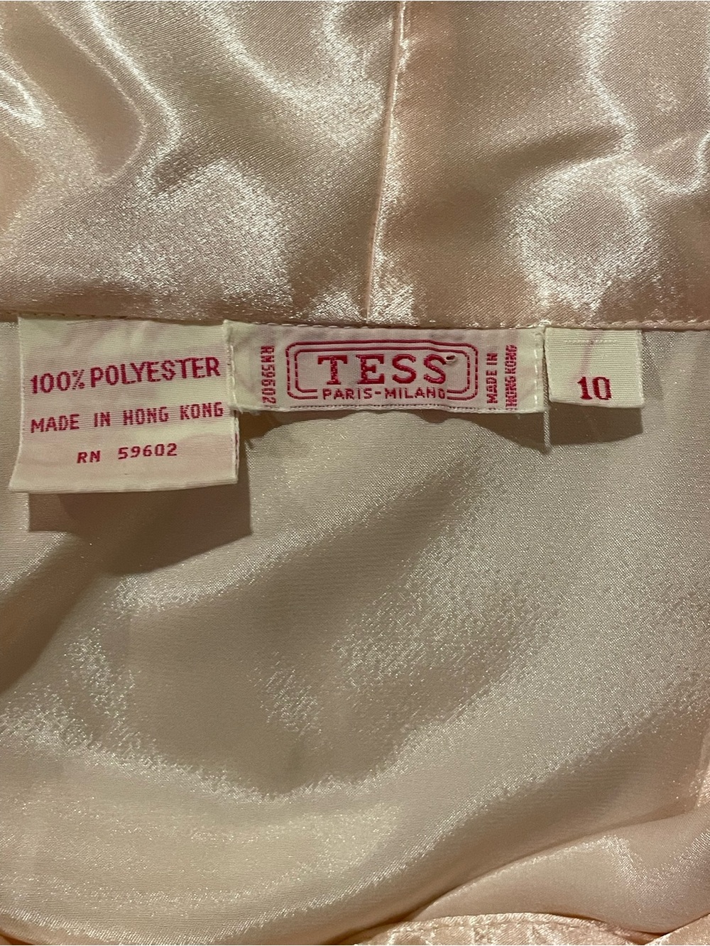 Vintage 1980's TESS Paris-Milano, Pink Satin Bow-Neck Blouse, Size 10, Flawless - Picture 5 of 13